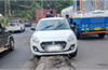 Mangaluru: Car goes out of control, climbs on divider near Nanthur